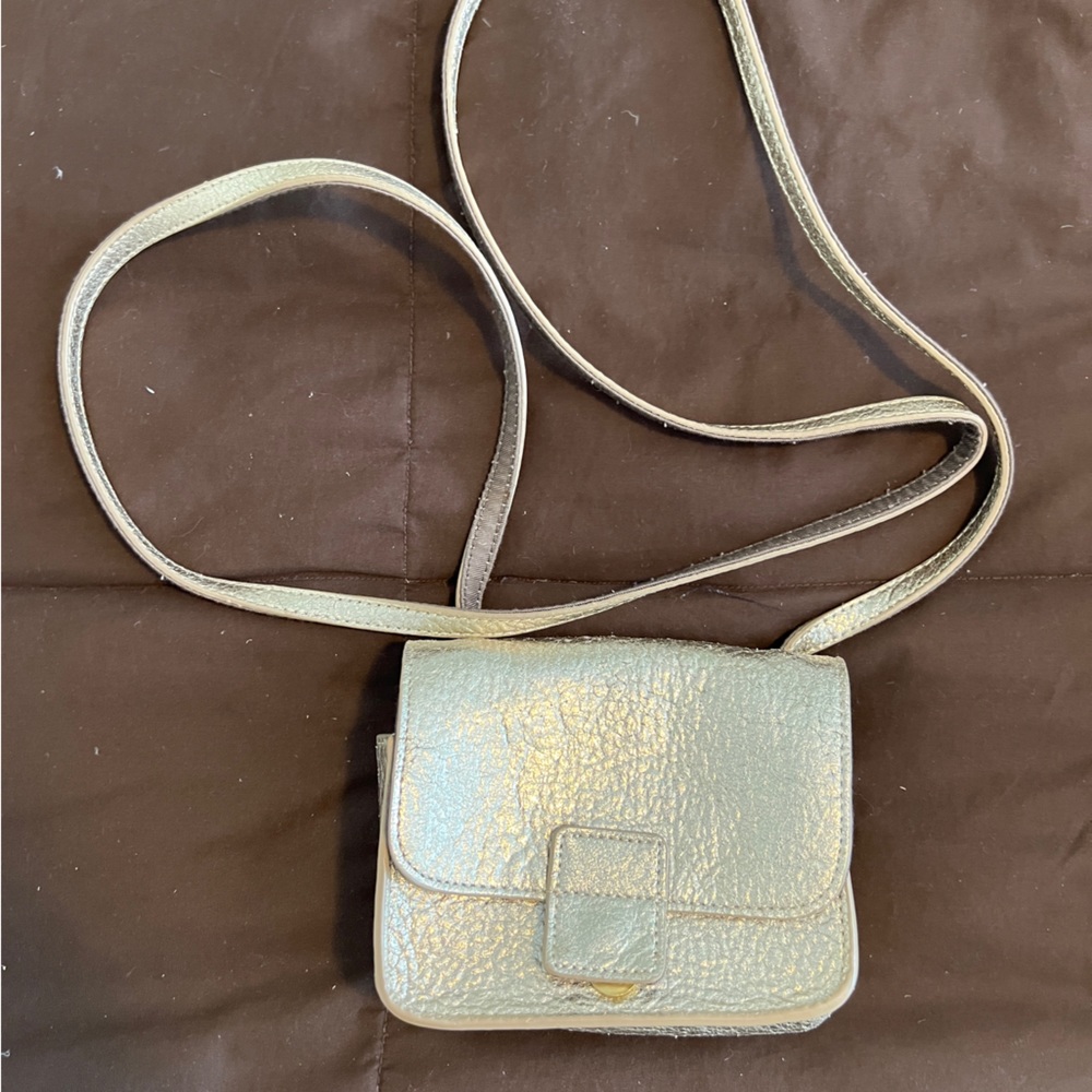 Jcrew crossbody micro purse metallic leather